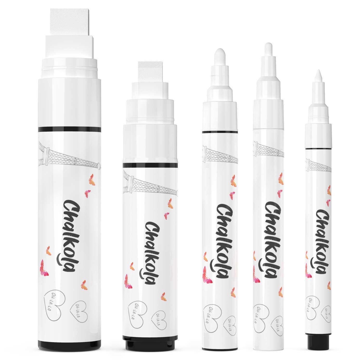 Chalk Artist Bundle- 5 White + 5 Black Chalk Markers Chalkola