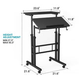 Klvied Adjustable Height Standing Desk with Cup Holder, Portable and Easy to Move, Ideal for Home or Office, Black Klvied