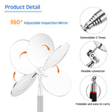 Frienda 2 Pieces Lighted Telescoping Inspection Mirror Flexible Retractable LED Automotive Extension Mirror Round Dental Mirror with Light Pickup Frienda