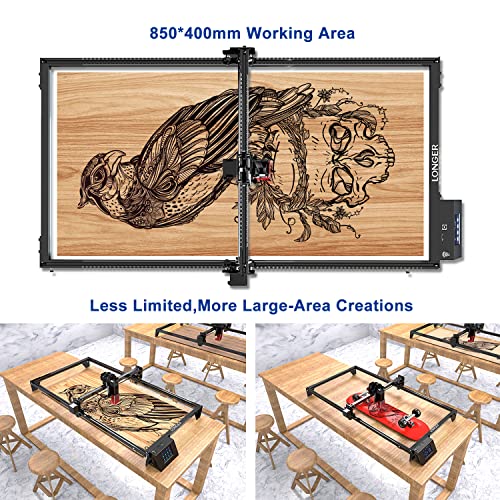 Longer Laser Engraver Y-AxisExtension Kit for RAY5 5W/10W/20W Laser Engraver, Expand Working Area to 33.46" x 15.75"（850mm*400mm） - WoodArtSupply