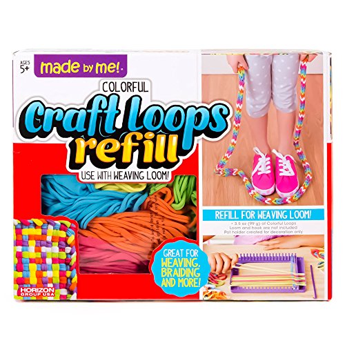 Made By Me Craft Loops Refill By Horizon Group Usa, Includes 3.5 Oz Of Weaving Loom Loops In 7 Vibrant Colors, Multicolored - WoodArtSupply