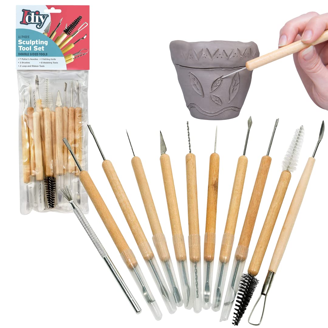 Pottery Tool Kit -11-Piece 21-Tool Beginner's Clay Sculpting Set, Clay, Wood Carving, Ceramic Art Project Accessories for School, Classrooms, - WoodArtSupply