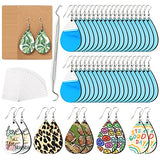 HTVRONT Sublimation Wood Earring Blanks Bulk - 50 Pcs with Blue Protective Film - Unfinished MDF Teardrop Earrings for Sublimation Printing with HTVRONT