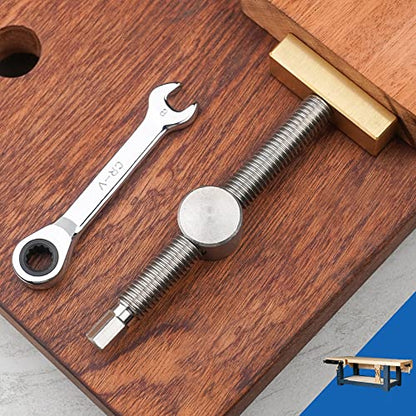 Adjustable Workbench Bench Dog Screw Clamp Fits 3/4 Inch Dog Holes Stainless Steel Brass Adjustable Stop for Woodworking (19mm)