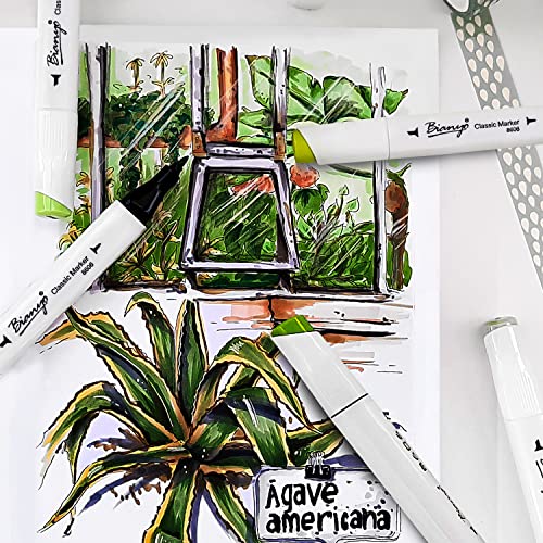 Bianyo Classic Alcohol Markers Set, Pack of 72, Dual Tip Bullet & Chisel Art Marker, Black Case with a Designable Card for Coloring, Drawing, Bianyo