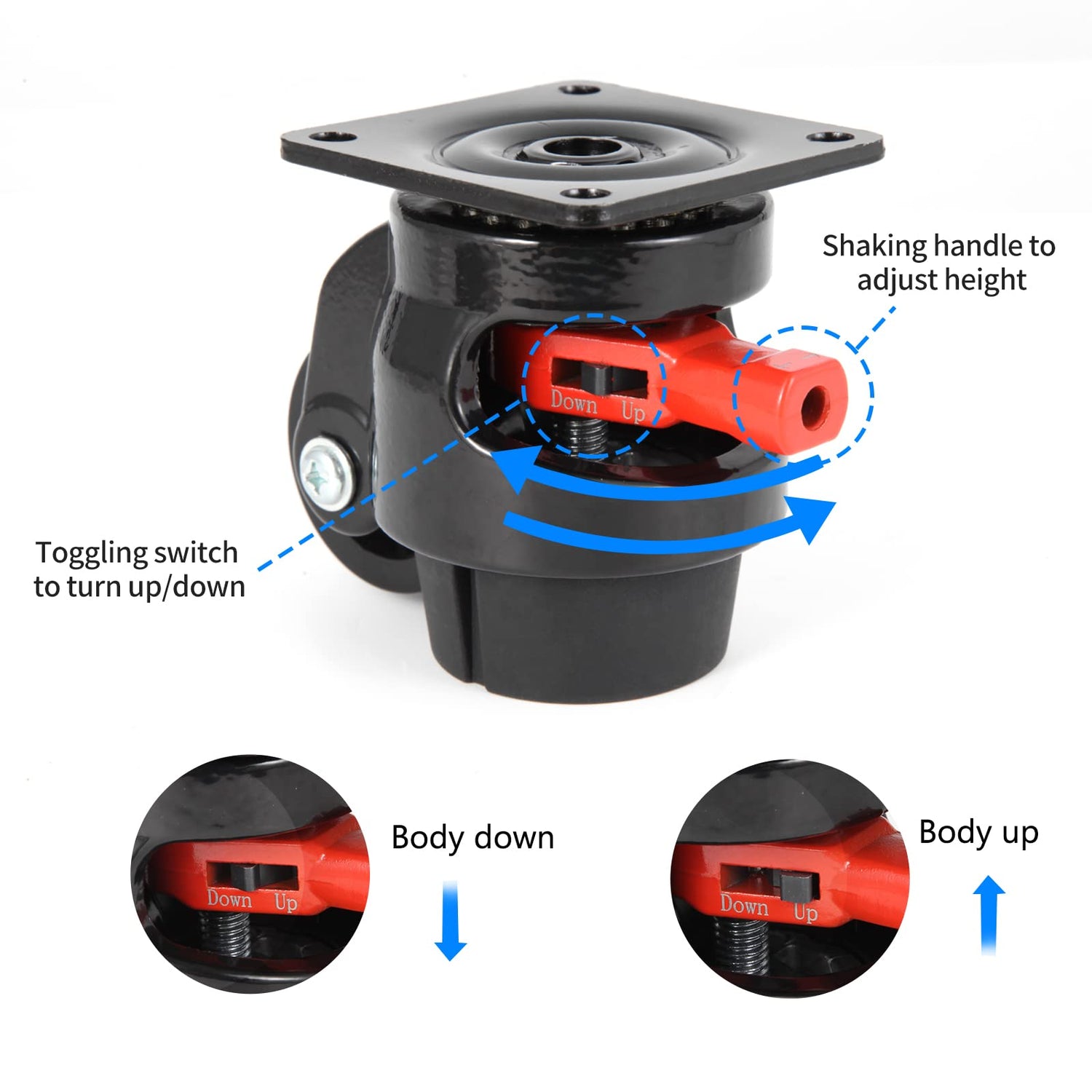 Nefish 4 Pack Leveling Casters Heavy Duty for Workbench 2200 LBS Capacity, Upgraded Handle Design Retractable Caster Wheels Set of 4, 360 Degree Nefish