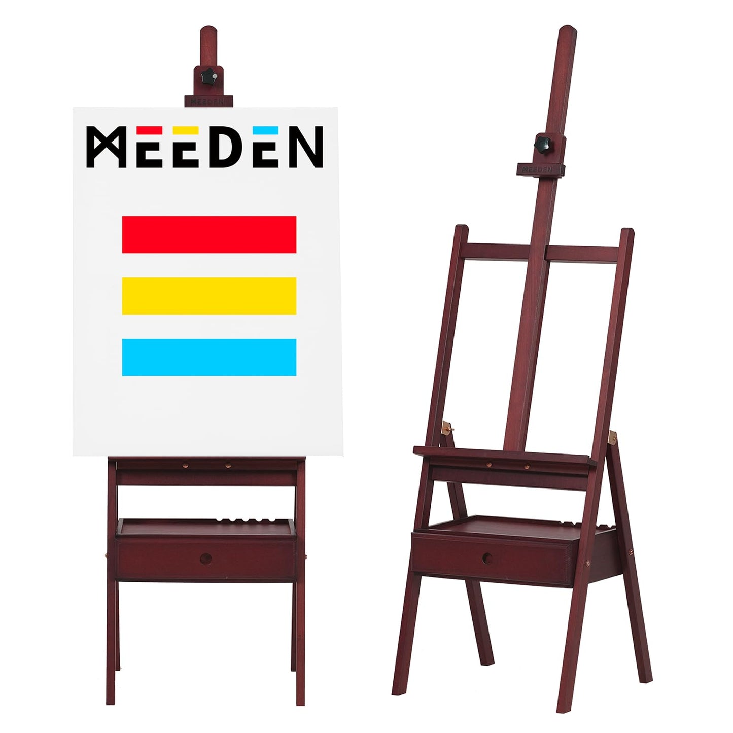 MEEDEN Studio H-Frame Easel with Art Supply Storage Drawer - Adjustable (60"~75") Wood Easel Stand for Artists, Adults and Students, Holds Canvas Art