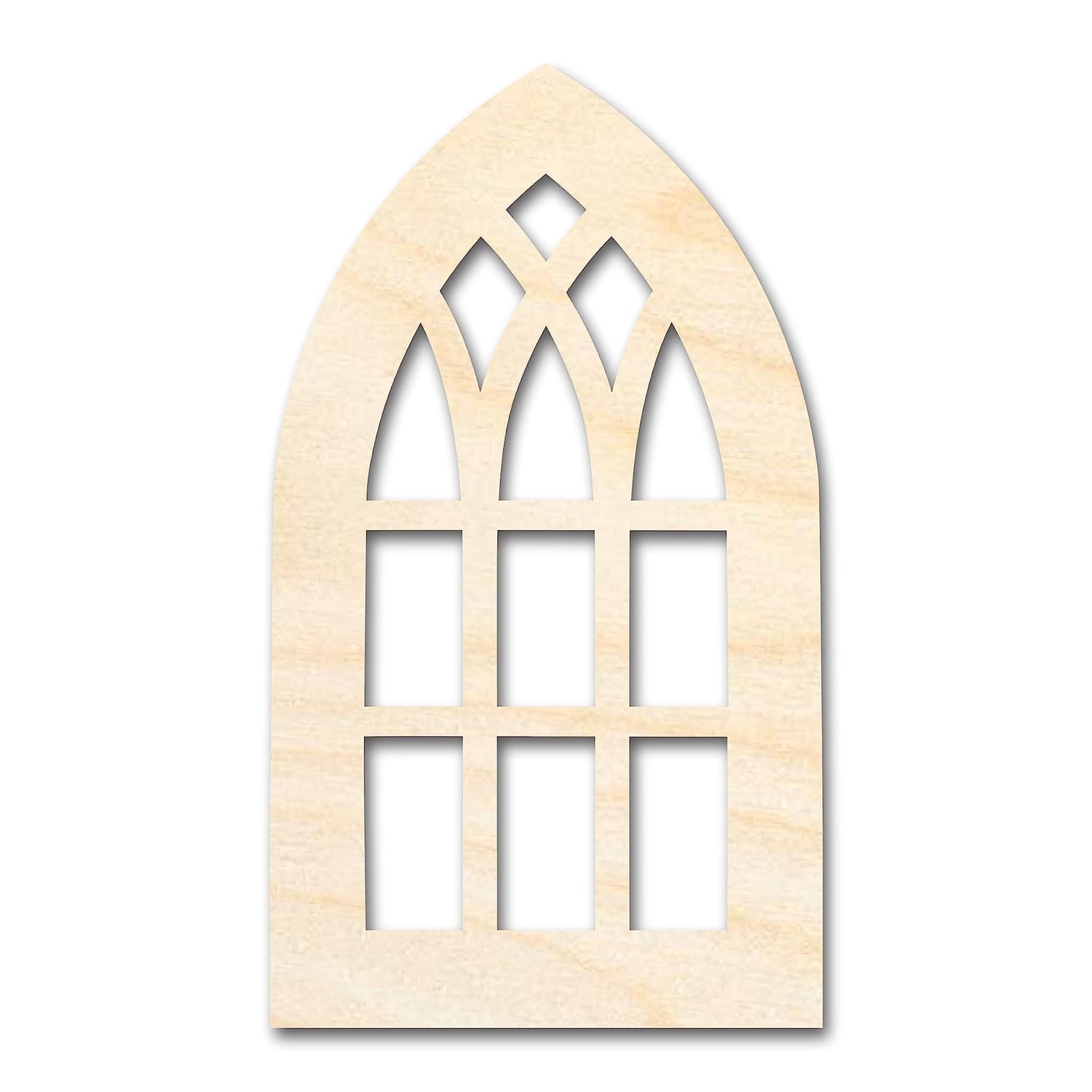 Unfinished Wood Gothic Window Shape | Craft Cutout | up to 24" DIY 6" / 1/4" 24 Hour Crafts