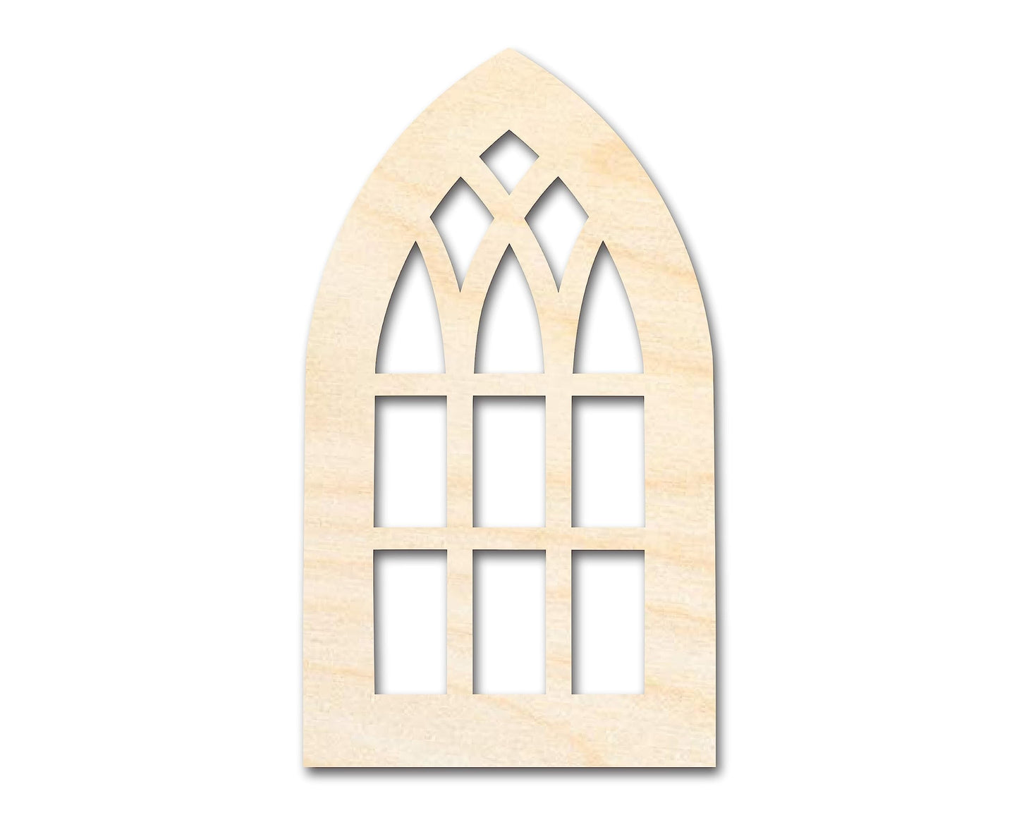 Unfinished Wood Gothic Window Shape | Craft Cutout | up to 24" DIY 6" / 1/4" - WoodArtSupply