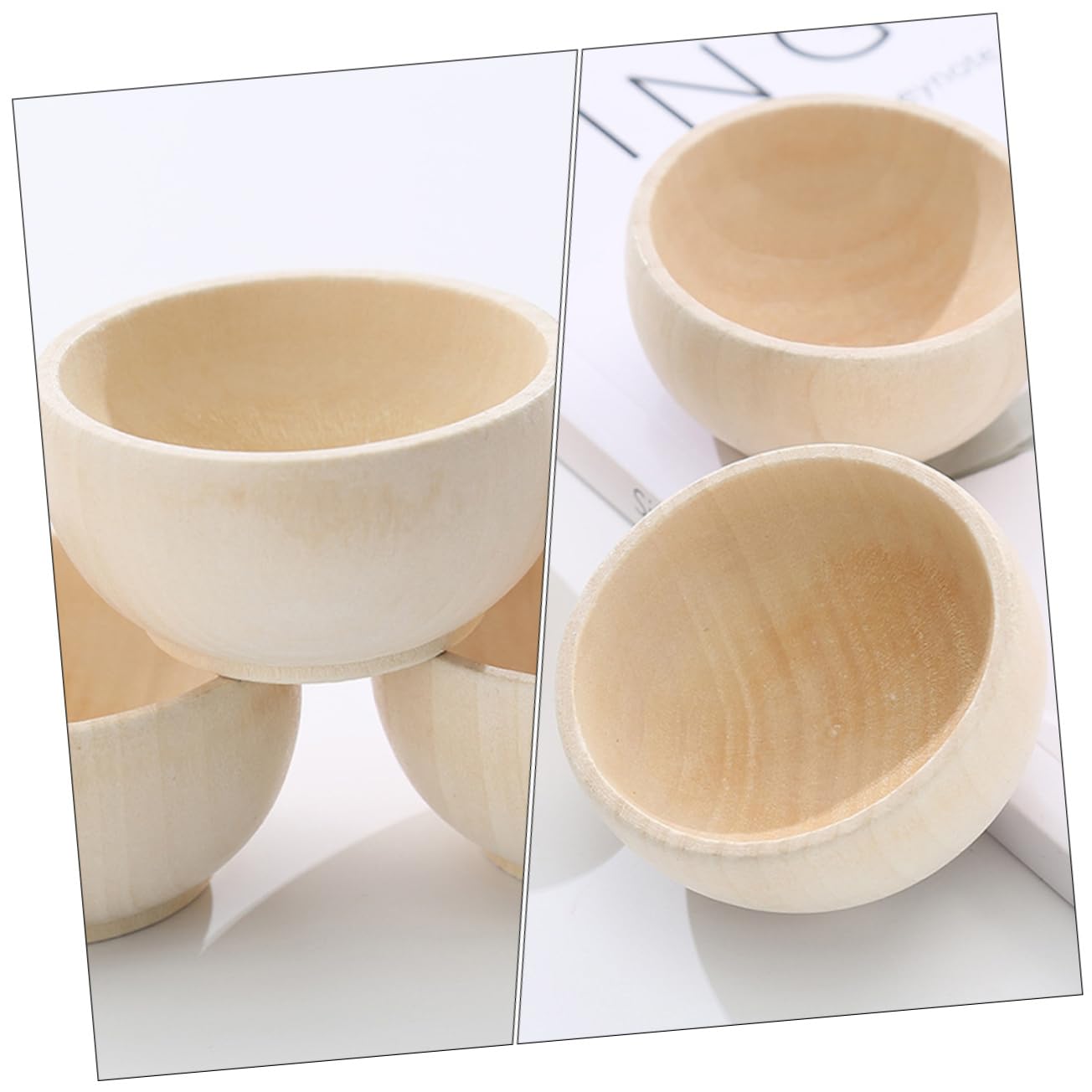 Abaodam 12 pcs small wooden bowl wooden crafts wooden cutlery dinnerware small wood bowls unfinished wood bowls wood bowl Delicate Wood Simulated
