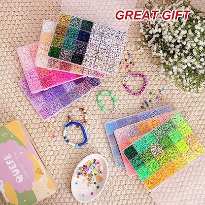 QUEFE 15600pcs 156 Colors Clay Beads for Jewelry Making, Flat Round Polymer Clay Beads Kit with Letter Beads Heart Beads for DIY Gift Craft and Art - WoodArtSupply