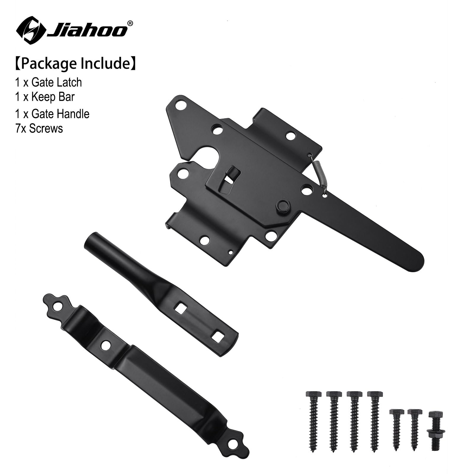 JIAHOO Gate Hardware Kit for Outdoor Fence, Heavy Duty 8" Gate Hinges & Post Gate Latch with Handle for Outdoor Swing Gate, Come with All Necessary - WoodArtSupply