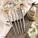 Royal & Langnickel Zen 5pc Standard Handle Brush Set, Includes - Oval Wash, Angular, Shader, Fan & Round Brushes Royal & Langnickel