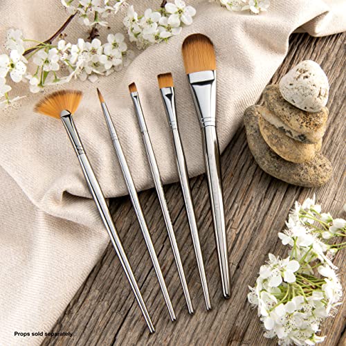 Royal & Langnickel Zen 5pc Standard Handle Brush Set, Includes - Oval Wash, Angular, Shader, Fan & Round Brushes - WoodArtSupply