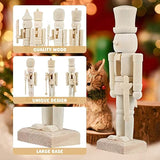 RCFINE 6Pcs Christmas Wooden Unfinished Nutcracker Figurines DIY Blank Unpainted Nutcracker Puppet Nutcracker Craft for Christmas Decoration (Blank RCFINE