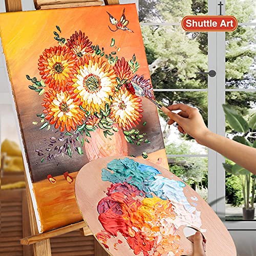 Shuttle Art Acrylic Paint Set, 30 Colors Acrylic Paint in Tubes (36ml) with 3 Brushes, Artist Grade Paint, Rich Pigments, Non-Toxic for Artists, Shuttle Art