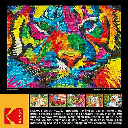 Cra-Z-Art - RoseArt - Kodak Premium Mosaics - Rainbow Tiger - 750 Piece Jigsaw Puzzle - WoodArtSupply