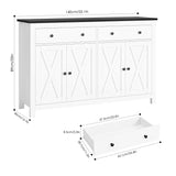FOTOSOK Sideboard Buffet Cabinet with Storage, 55" Large Kitchen Storage Cabinet with 2 Drawers and 4 Doors, Wood Coffee Bar Cabinet Buffet Table for FOTOSOK