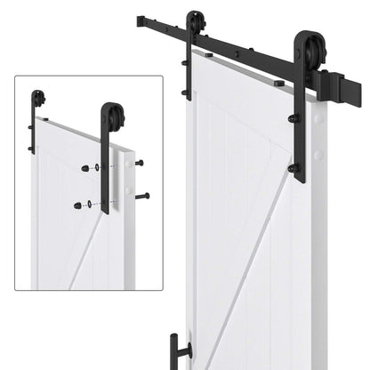 COSHOMER 36in x 80in MDF Sliding Barn Door with 6.6ft Barn Door Hardware Kit & Handle, Pre-Drilled Holes Easy Assembly -Solid Wood Slab Inside - WoodArtSupply