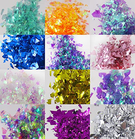 12 Colors Iridescent Chunky Glitter Flakes Kit Irregular Resin Epoxy Art Craft Paint Glitters Sparkles Accessories Festival Cosmetic Body Glitter LoveOurHome