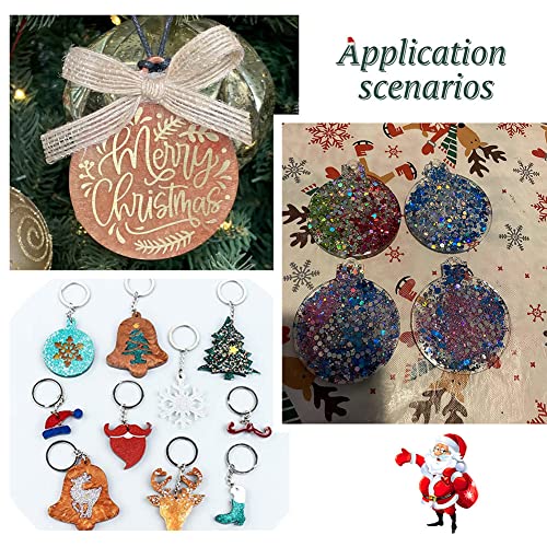 Boutigem 6Pcs Christmas Theme Pendant Silicone Molds Xmas Socks Ring Bell Epoxy Resin Mould with Jute Cord for Keychain Christmas Tree Ornaments DIY Boutigem