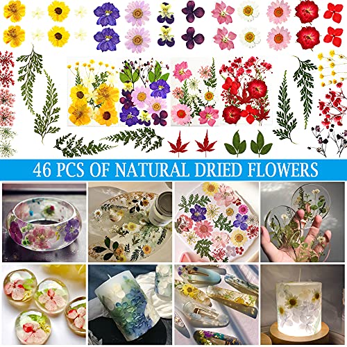 Resin Decoration Accessories Kit,Resin Supplies Kit for Beginner,with Dried Flowers,Butterfly Stickers,Resin Mica Powder and Fillers,Resin Measuring Myzzxt