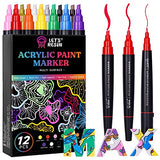 LET'S RESIN 12 Colors Acrylic Paint Markers, 3 Tips Multi-Purpose & High-Capacity Acrylic Paint Pens, Perfect Resin Supplies for Resin Crafts, Rock, LET'S RESIN