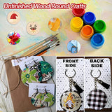 200 Pieces Unfinished Wood Circles with Holes, 2 Inch Wood Circles for Crafts, Small Round Wooden Discs Wood Blanks Round Cutouts Ornaments Slices AWIZOM