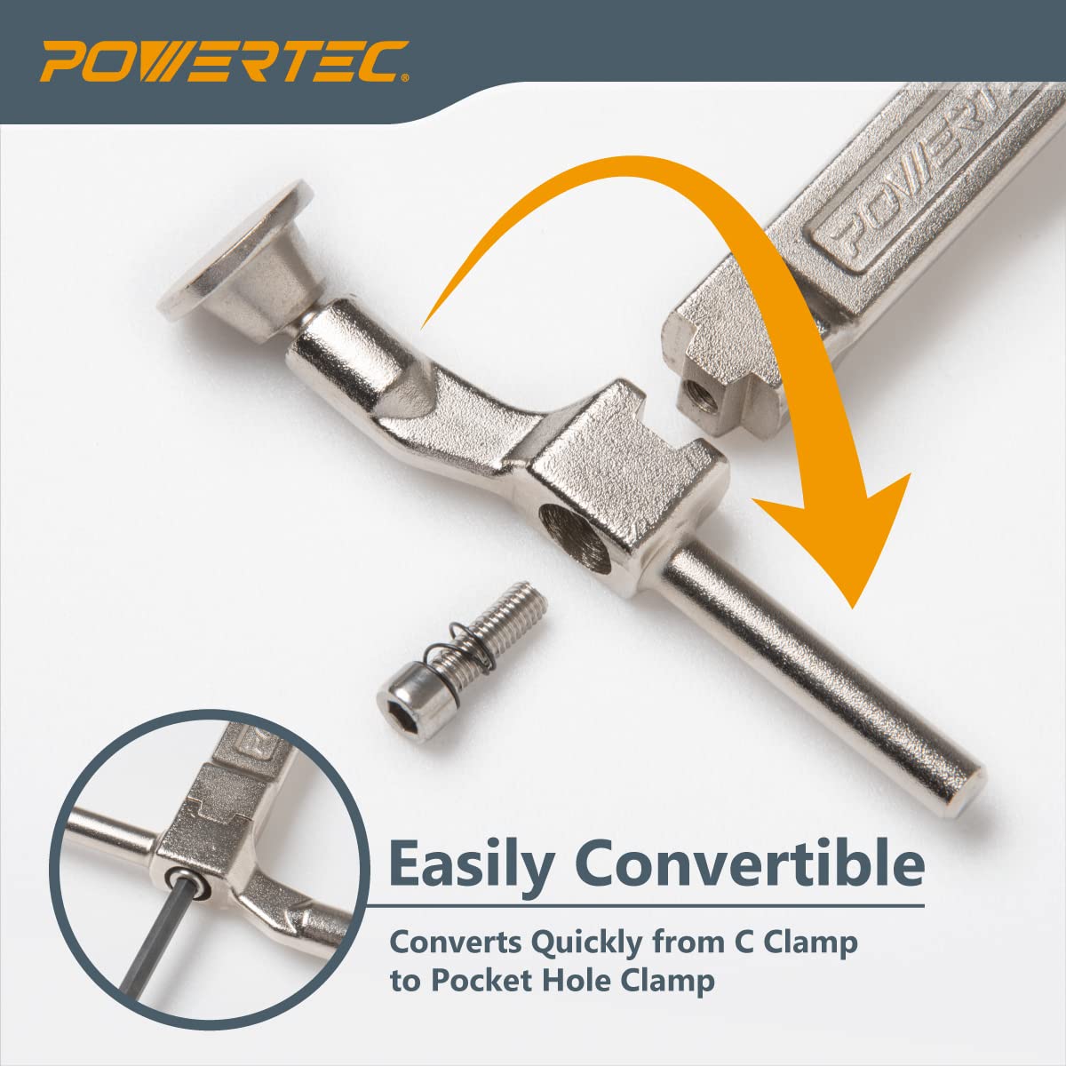 POWERTEC 71745 Two Way Pocket Hole Right Angle Clamp Plier Tools, 12 Inch C Clamps for Pocket Hole Joint Assembly, Woodworking & Welding, 2 PK POWERTEC