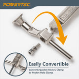 POWERTEC 71745 Two Way Pocket Hole Right Angle Clamp Plier Tools, 12 Inch C Clamps for Pocket Hole Joint Assembly, Woodworking & Welding, 2 PK POWERTEC