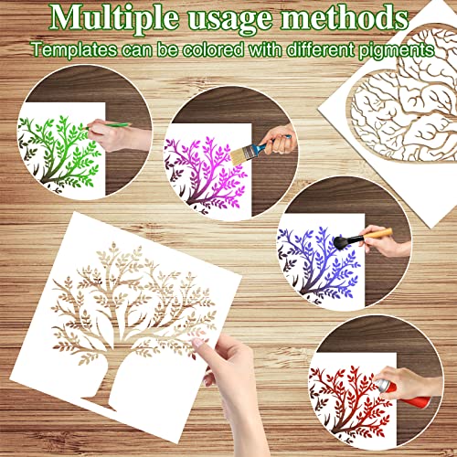 16Pcs 6 x 6 Inch Tree of Life Stencil, Reusable Stencils for Painting on Wood Decoration Painting Templates for Wall Floor DIY Decorations Christmas
