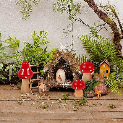 Kisangel 20pcs Mini Wood Mushrooms Wooden Trees Unpainted Little Pegs for Christmas Tree DIY Arts Crafts