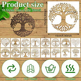 16Pcs 6 x 6 Inch Tree of Life Stencil, Reusable Stencils for Painting on Wood Decoration Painting Templates for Wall Floor DIY Decorations Christmas WSICSE