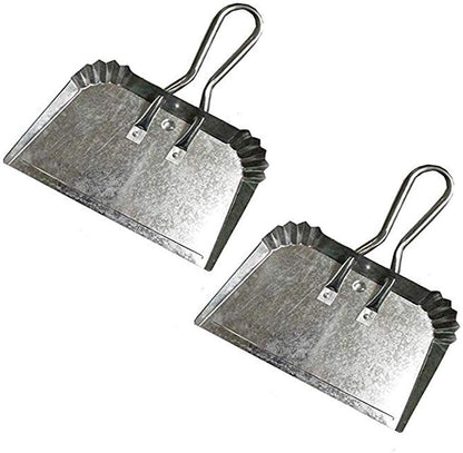 Set of 2 Extra Large Industrial Metal Dustpan | Doesn't Bend & Extra Wide for Large Easy Clean Ups | Lightweight & Rustproof | Precision Edge for