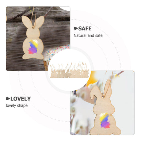 Tofficu 36Pcs Easter Bunny Wood Cutout Unfinished Wooden Bunny Slices Wood Rabbit Ornament Gift Tags Easter Hanging Decorations for Easter Party DIY Tofficu