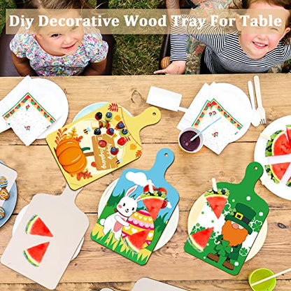 Mini Wooden Cutting Board Small Charcuterie Boards for Craft with Handle Unfinished DIY Cooking Board for Kitchen Decor Vegetable Fruit Supply(11.8 x