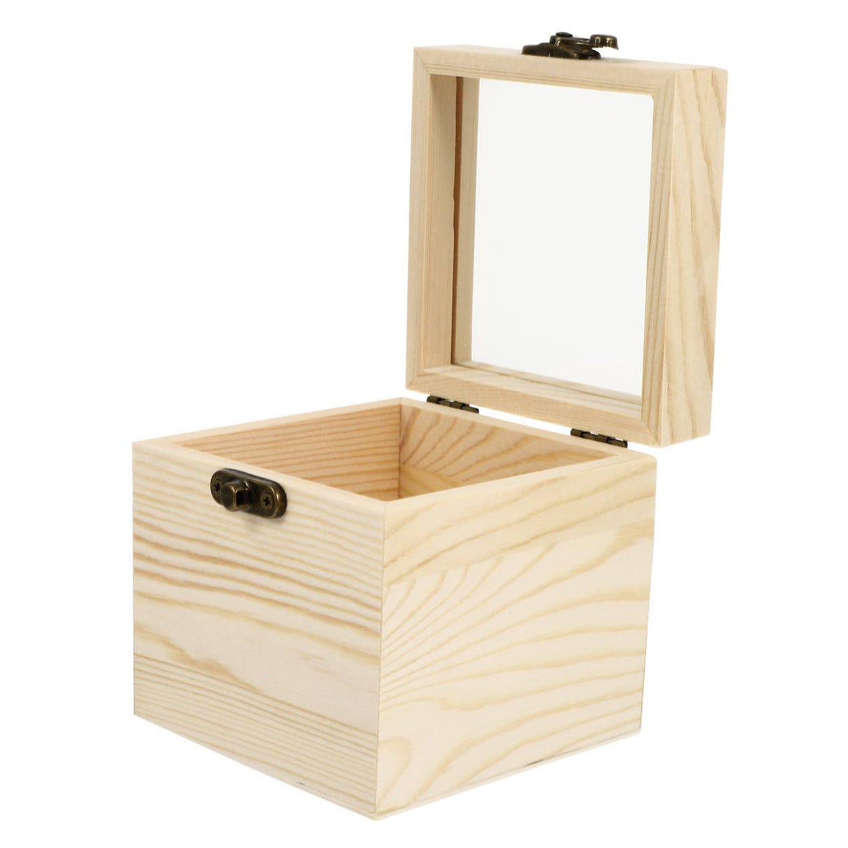 NOLITOY 4 Pcs Wooden Box with Glass Lid Candy Glass Jewelry Keepsake Unfinished Wooden Chest Jewelry Container Necklace Case Glass Container Flowers NOLITOY