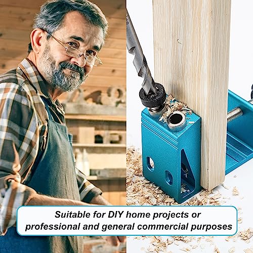 Pocket Hole Jig Kit with Drill Guide Joint Pocket Hole Jig 15 Degree Woodworking Inclined Hole Adjustable DIY Woodworking Tools Carpentry Locator EUASOO