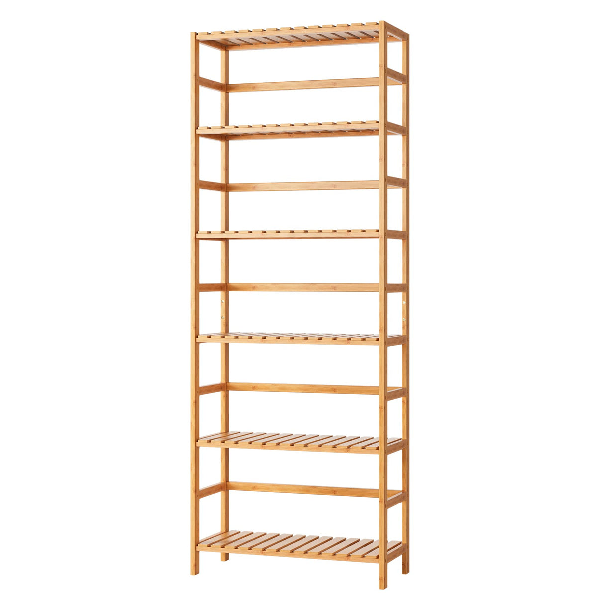 FOTOSOK 6-Tier Adjustable Bamboo Shelf Bookcase – Elegant Free Standing Storage Unit for Home & Garden FOTOSOK
