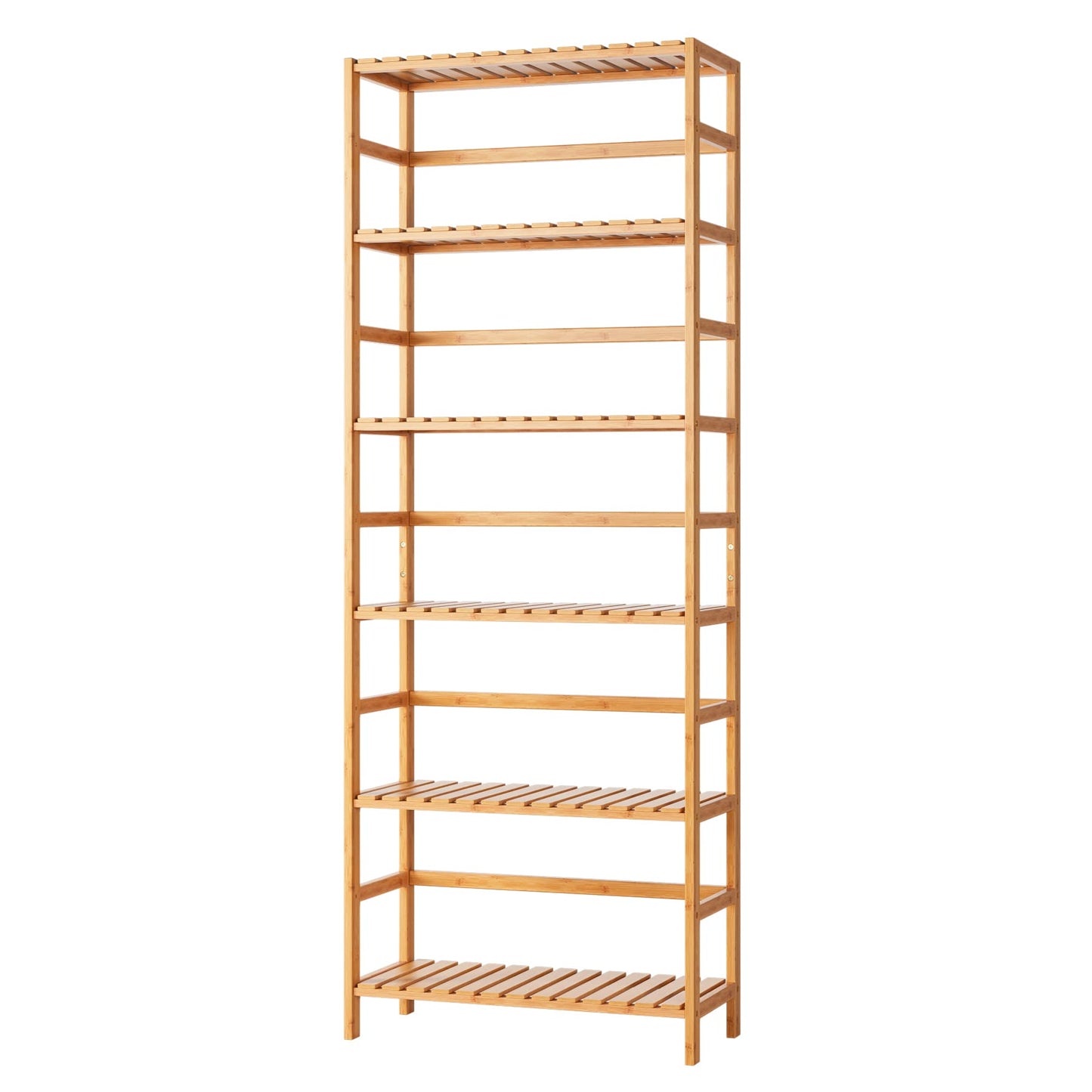 FOTOSOK 6-Tier Bamboo Shelf, Bamboo Bookcase with Adjustable Shelves, Free Standing Storage Shelf Unit, Plant Flower Stand for Kitchen, Bathroom,