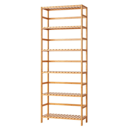 FOTOSOK 6-Tier Bamboo Shelf, Bamboo Bookcase with Adjustable Shelves, Free Standing Storage Shelf Unit, Plant Flower Stand for Kitchen, Bathroom,