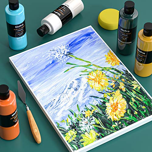 18 Colors Large Acrylic Paint Set (8.45 oz,250 ml), Smallbudi Art Painting  Bulk Supplies Non Toxic for Multi Surface Canvas Wood Leather Fabric Rock