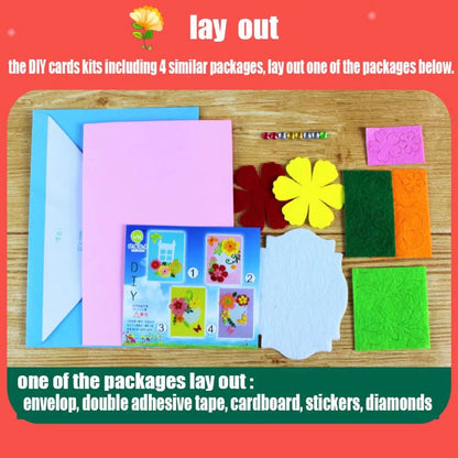 QIAONIUNIU Card Making Kits DIY Handmade Greeting Card Kits for Kids, Christmas Card Folded Cards and Matching Envelopes Thank You Card Art Crafts