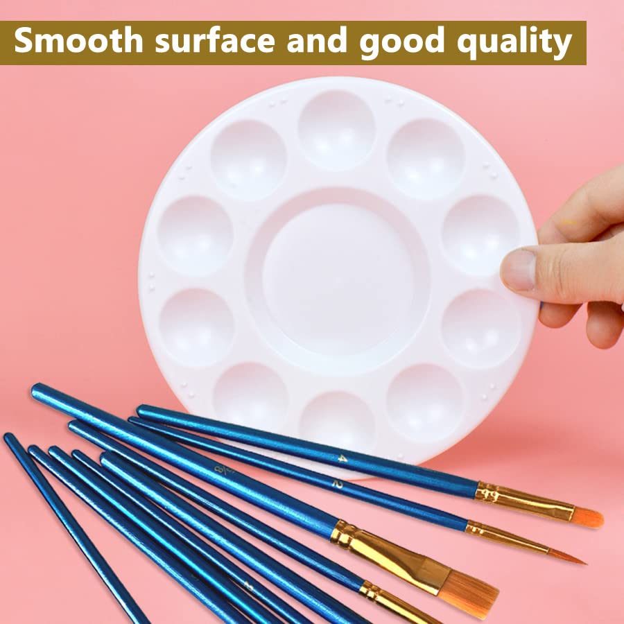 Paint Brushes Palette Set, 10pcs Nylon Hair Brushes and 1pcs Plastic Paint Palette, Combination Suitable for Oil, Acrylic and Watercolor - WoodArtSupply