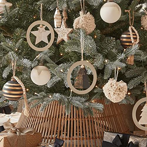 Pandahall 40pcs Unfinished Flat Round Wood Pendants 80mm Wooden Link Ring Charms Christmas Ornaments with 3mm Hole for Home Party Decoration Jewelry PH PandaHall