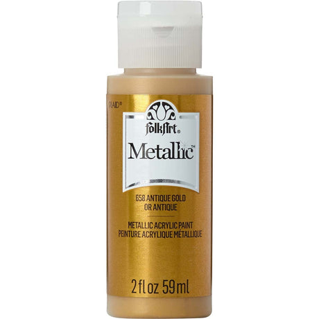 FolkArt K658 Paint Acrylic Metallic, 2 Fl Oz (Pack of 1), Antique Gold FolkArt