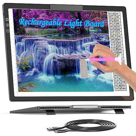 Honesorn Rechargeable A4 Copy Tracing Light Pad with Type-C Port, Ultra-Thin Diamond Painting Light Board, Led Light Table for Weeding Vinyl, Honesorn