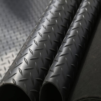 Diamond Plate Rubber Flooring Rolls 16.5 x3.3 Ft x 3 mm Heavy Duty Garage Floor Runner Rubber Trailer Garage Floor Mats for Garage Warehouse Gym