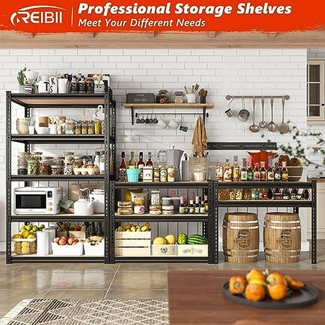 Heavy Duty 72" REIBII Garage Shelving Unit - 2000LBS Adjustable 5 Tier Storage Solution REIBII
