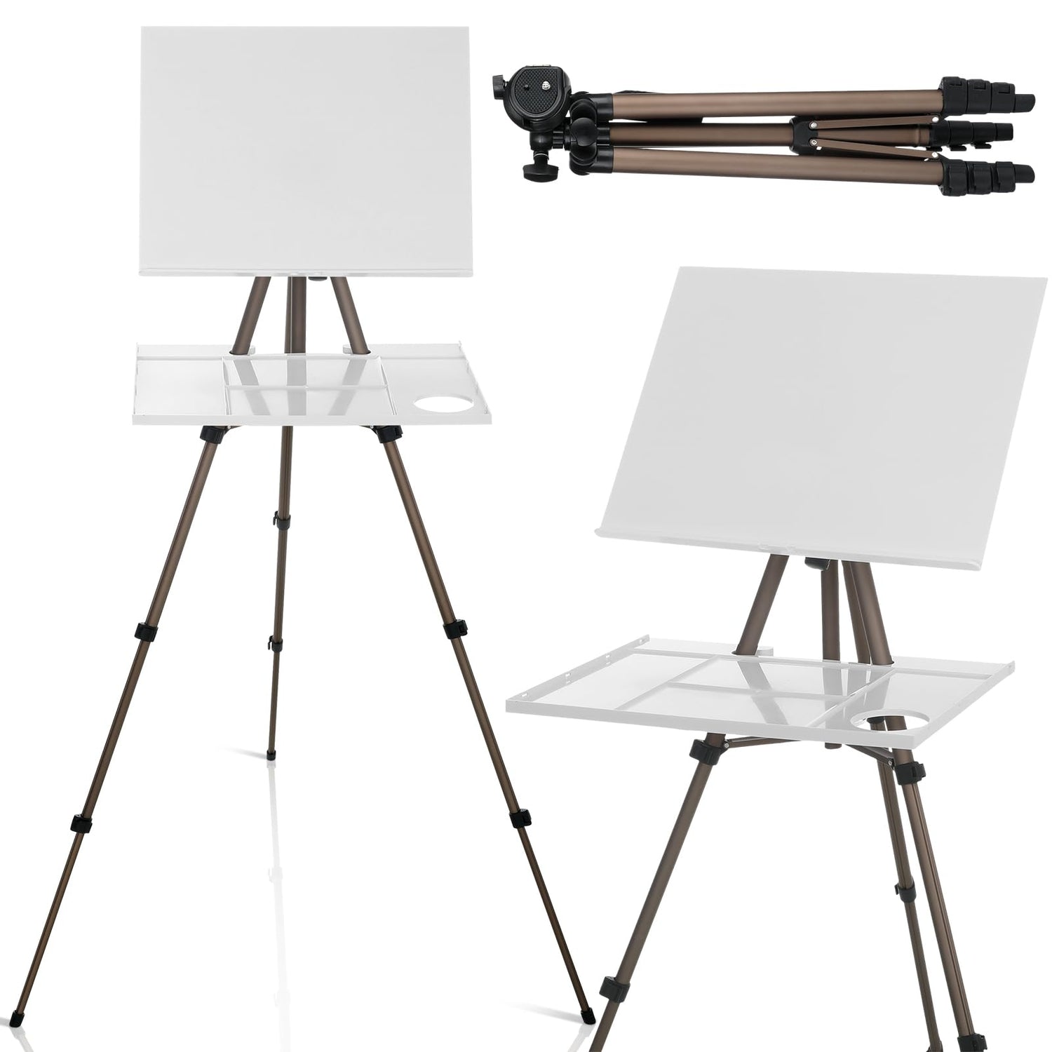 Ireer 17-65 Inch Artist Watercolor Portable Easel with Sturdy Tripod Adjustable Aluminum Metal Easel Stand with Tray Lightweight Travel Easel for Ireer